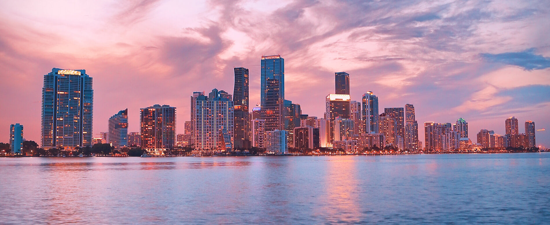 Aerial view of the Miami city skyline