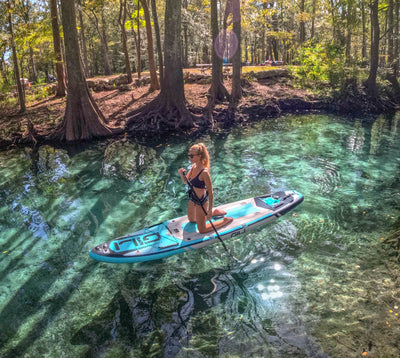 GILI Adventure inflatable paddle board  Teal in action