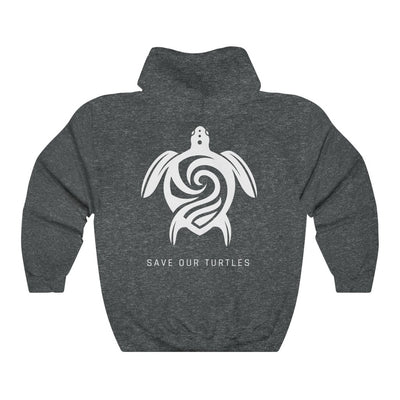 Save Our Turtles Hooded Sweatshirt/Hoodie dark gray back