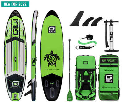 GILI 10'6 AIR inflatable paddle board package in Green