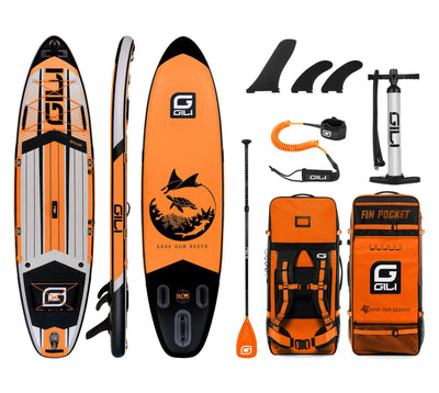 GILI 10'6 AIR inflatable paddle board package in Orange