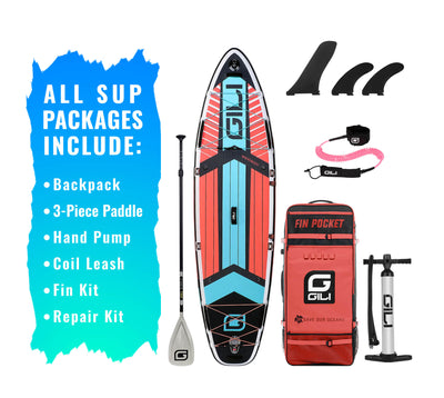 GILI 10'6 Komodo Coral paddle board bundle accessories