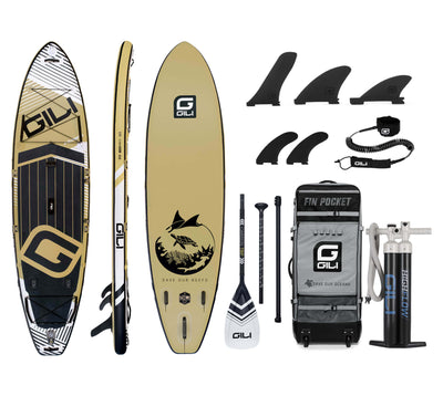 GILI 11'6 Meno inflatable paddle board package in Sand