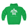 Save Our Turtles Full Zip Hooded Sweatshirt green back