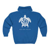 Save Our Turtles Full Zip Hooded Sweatshirt blue back