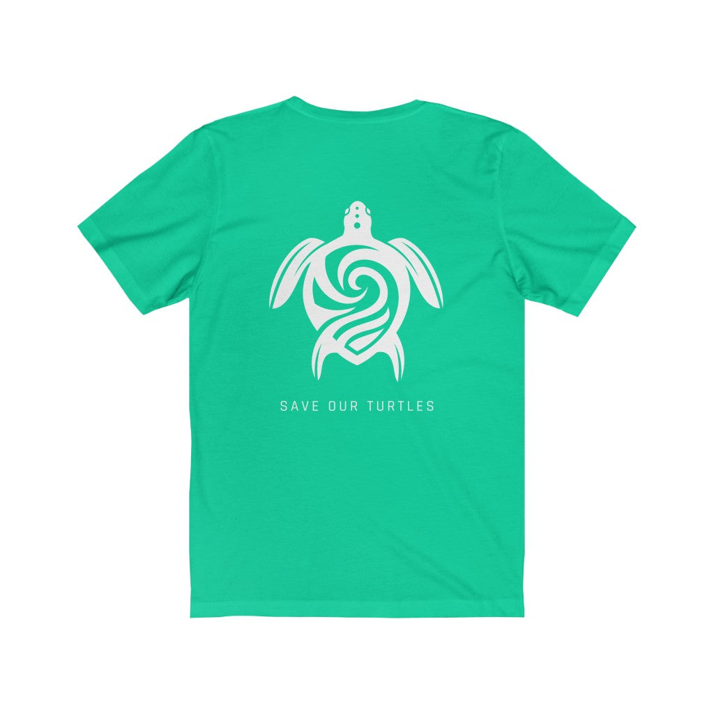 Save Our Turtles Unisex Short Sleeve Tee bright green back