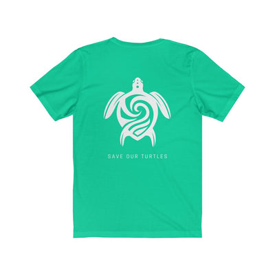 Save Our Turtles Unisex Short Sleeve Tee bright green back