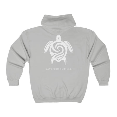 Save Our Turtles Full Zip Hooded Sweatshirt white back