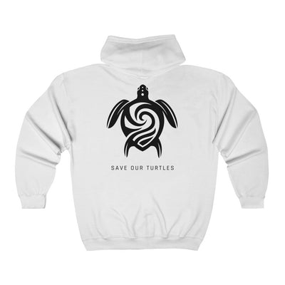 Save Our Turtles Full Zip Hooded Sweatshirt white back