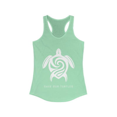 Women's Save Our Turtles Racerback Tank green front